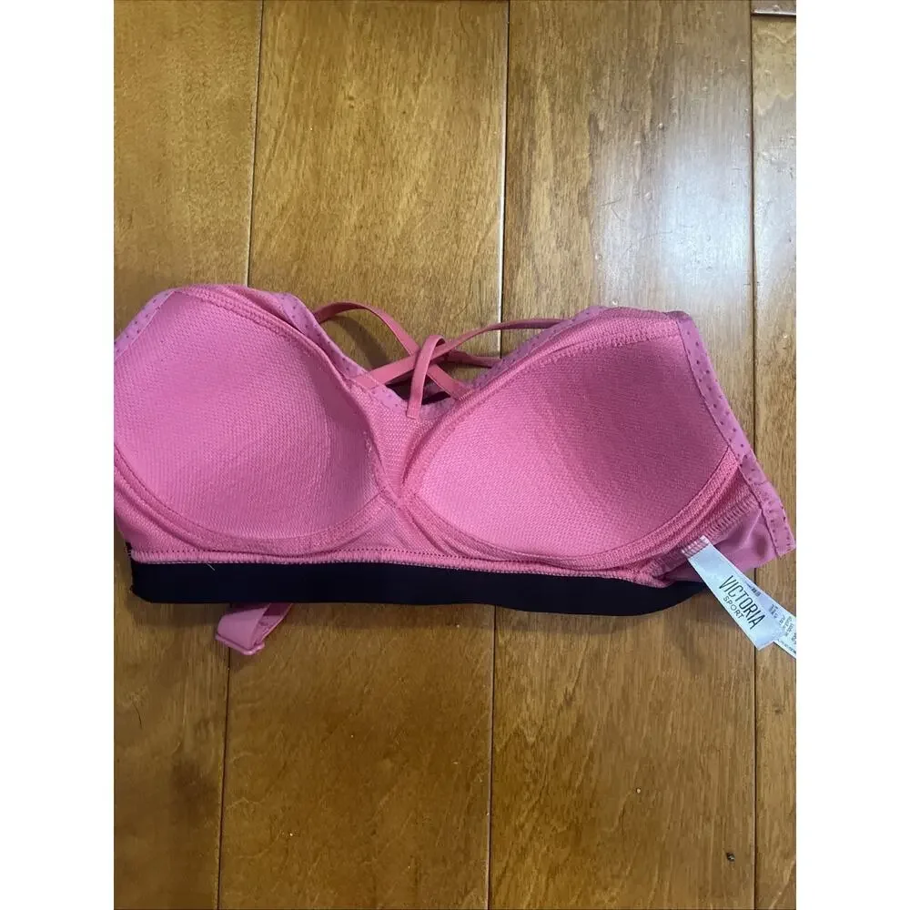 Victoria’s Secret Sport Bra Size 32A Pink Black Racerback Pullover Lightweight39